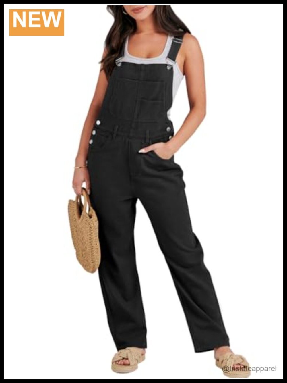 Loose Fit Denim Bib Overalls Adjustable Straps Womens Jumpsuit